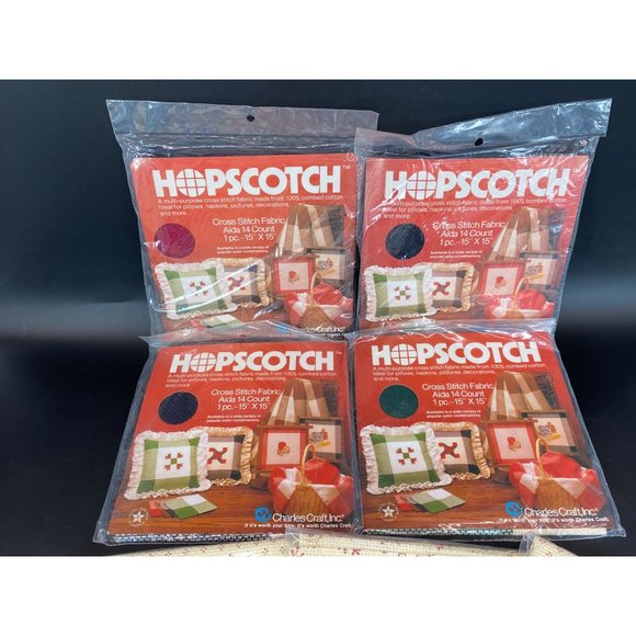 VTG Hopscotch Charles Craft Country Lane Cross Stitch Fabric Mixed Lot of 9 - Picture 2 of 6